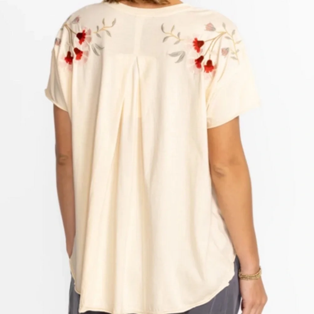 Johnny Was Clara Embroidered Floral Swing Tee